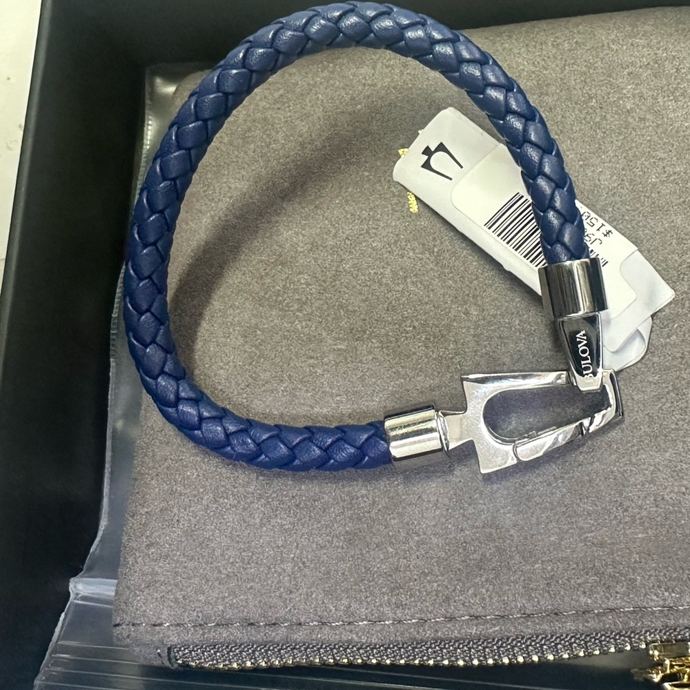 Leather bracelet with stainless steel closure